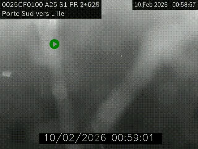 <h2>Webcam autoroute A25 sur le périphérique de Lille à hauteur de Lille-Sud et la sortie 3 Faches-Thumesnil. Vue orientée vers Lille-Centre.</h2>