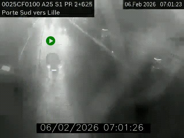 <h2>Webcam autoroute A25 sur le périphérique de Lille à hauteur de Lille-Sud et la sortie 3 Faches-Thumesnil. Vue orientée vers Lille-Centre.</h2>