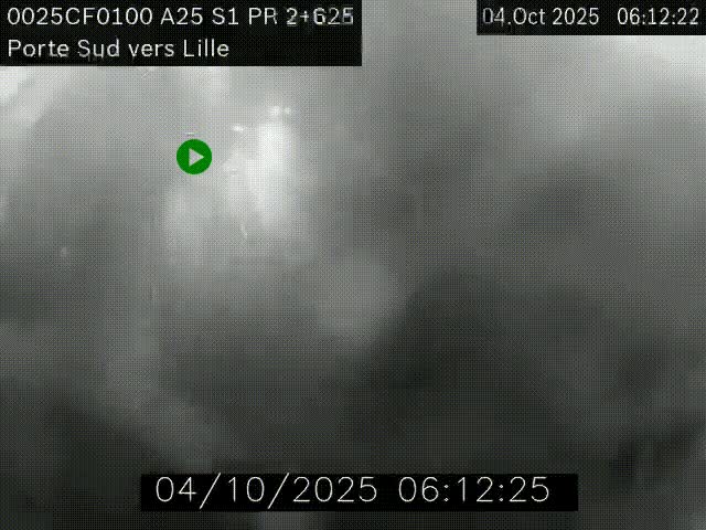 <h2>Webcam autoroute A25 sur le périphérique de Lille à hauteur de Lille-Sud et la sortie 3 Faches-Thumesnil. Vue orientée vers Lille-Centre.</h2>