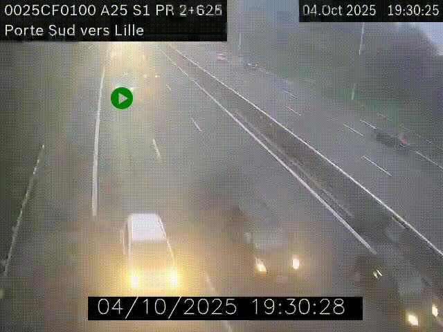 <h2>Webcam autoroute A25 sur le périphérique de Lille à hauteur de Lille-Sud et la sortie 3 Faches-Thumesnil. Vue orientée vers Lille-Centre.</h2>