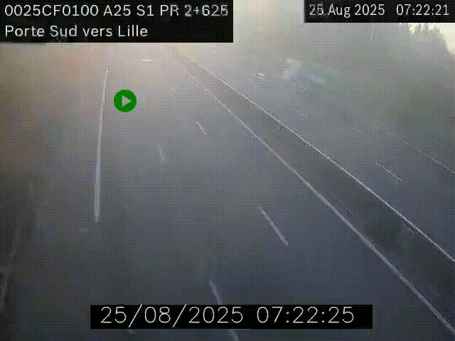 <h2>Webcam autoroute A25 sur le périphérique de Lille à hauteur de Lille-Sud et la sortie 3 Faches-Thumesnil. Vue orientée vers Lille-Centre.</h2>