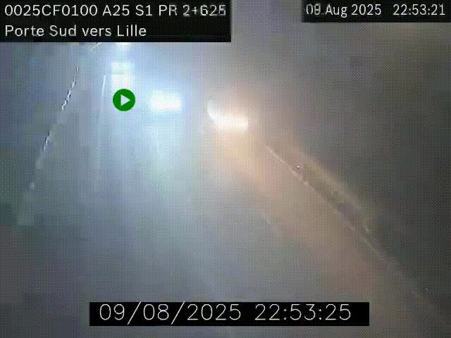 Webcam autoroute A25 sur le périphérique de Lille à hauteur de Lille-Sud et la sortie 3 Faches-Thumesnil. Vue orientée vers Lille-Centre.
