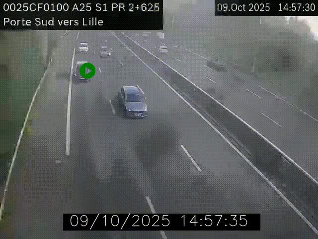 <h2>Webcam autoroute A25 sur le périphérique de Lille à hauteur de Lille-Sud et la sortie 3 Faches-Thumesnil. Vue orientée vers Lille-Centre.</h2>