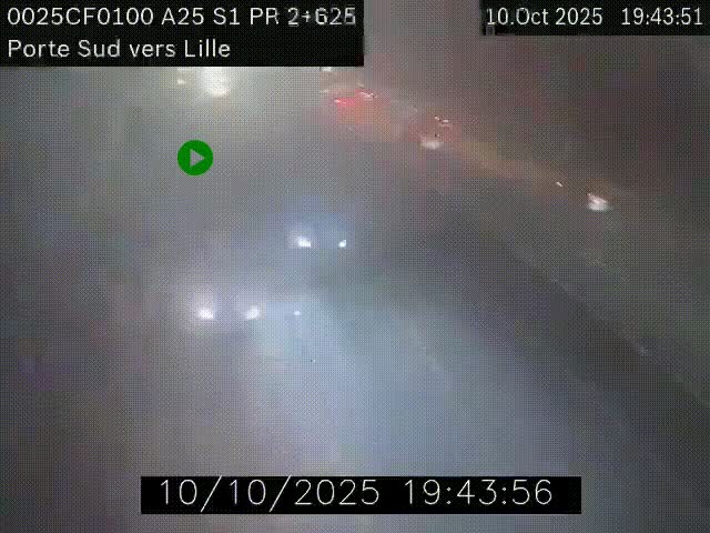 <h2>Webcam autoroute A25 sur le périphérique de Lille à hauteur de Lille-Sud et la sortie 3 Faches-Thumesnil. Vue orientée vers Lille-Centre.</h2>