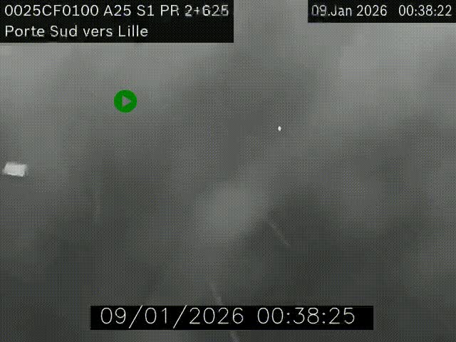 <h2>Webcam autoroute A25 sur le périphérique de Lille à hauteur de Lille-Sud et la sortie 3 Faches-Thumesnil. Vue orientée vers Lille-Centre.</h2>