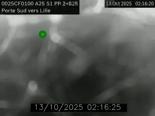 <h2>Webcam autoroute A25 sur le périphérique de Lille à hauteur de Lille-Sud et la sortie 3 Faches-Thumesnil. Vue orientée vers Lille-Centre.</h2>