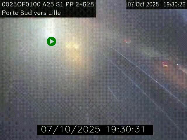 <h2>Webcam autoroute A25 sur le périphérique de Lille à hauteur de Lille-Sud et la sortie 3 Faches-Thumesnil. Vue orientée vers Lille-Centre.</h2>
