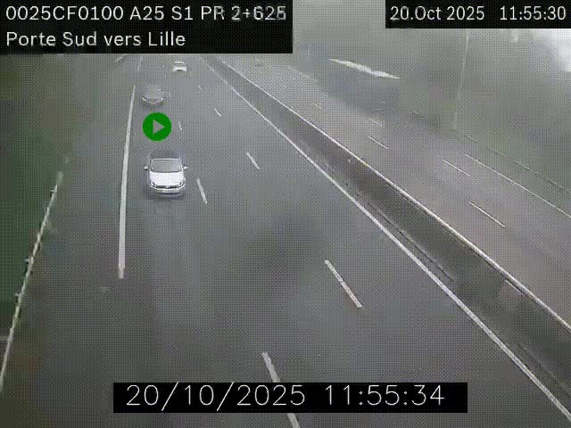 <h2>Webcam autoroute A25 sur le périphérique de Lille à hauteur de Lille-Sud et la sortie 3 Faches-Thumesnil. Vue orientée vers Lille-Centre.</h2>