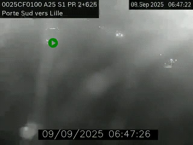 <h2>Webcam autoroute A25 sur le périphérique de Lille à hauteur de Lille-Sud et la sortie 3 Faches-Thumesnil. Vue orientée vers Lille-Centre.</h2>