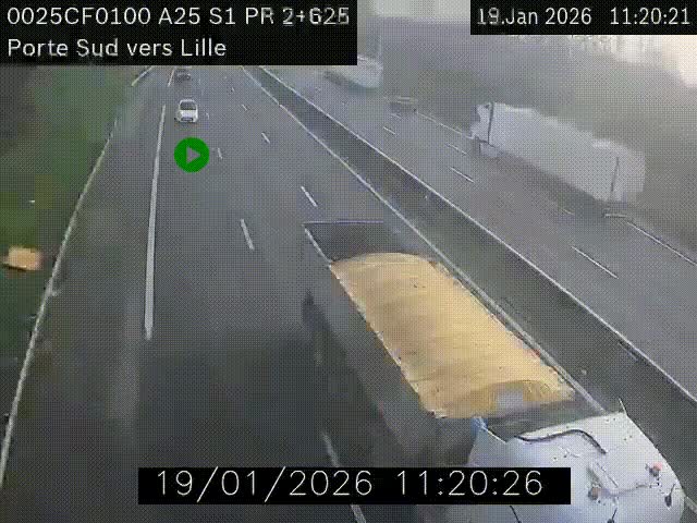 <h2>Webcam autoroute A25 sur le périphérique de Lille à hauteur de Lille-Sud et la sortie 3 Faches-Thumesnil. Vue orientée vers Lille-Centre.</h2>