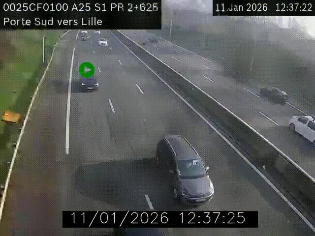 <h2>Webcam autoroute A25 sur le périphérique de Lille à hauteur de Lille-Sud et la sortie 3 Faches-Thumesnil. Vue orientée vers Lille-Centre.</h2>