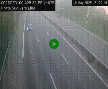 <h2>Webcam autoroute A25 sur le périphérique de Lille à hauteur de Lille-Sud et la sortie 3 Faches-Thumesnil. Vue orientée vers Lille-Centre.</h2>