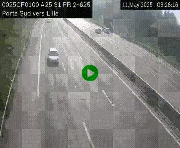 <h2>Webcam autoroute A25 sur le périphérique de Lille à hauteur de Lille-Sud et la sortie 3 Faches-Thumesnil. Vue orientée vers Lille-Centre.</h2>