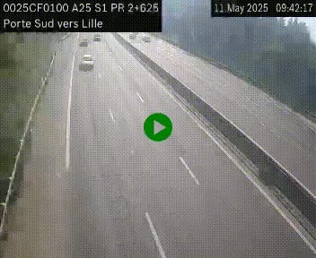 <h2>Webcam autoroute A25 sur le périphérique de Lille à hauteur de Lille-Sud et la sortie 3 Faches-Thumesnil. Vue orientée vers Lille-Centre.</h2>