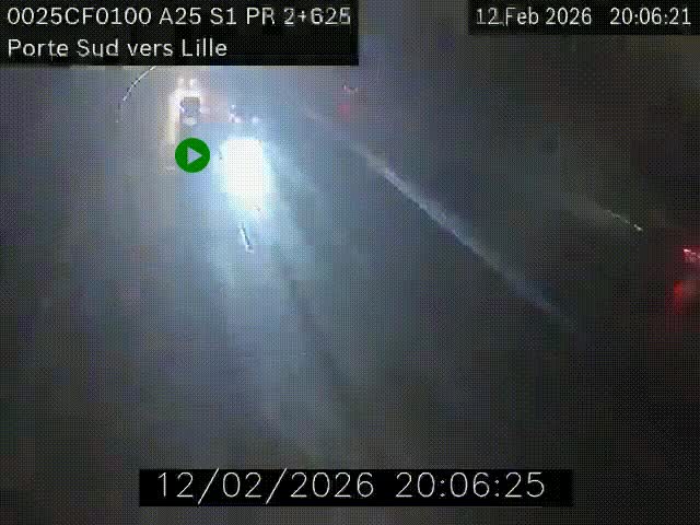 <h2>Webcam autoroute A25 sur le périphérique de Lille à hauteur de Lille-Sud et la sortie 3 Faches-Thumesnil. Vue orientée vers Lille-Centre.</h2>