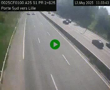 <h2>Webcam autoroute A25 sur le périphérique de Lille à hauteur de Lille-Sud et la sortie 3 Faches-Thumesnil. Vue orientée vers Lille-Centre.</h2>