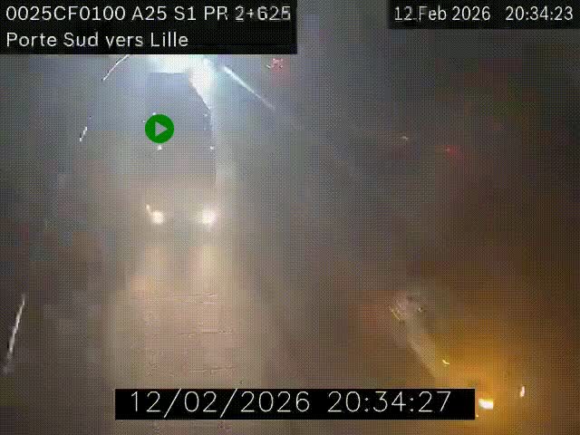 Webcam autoroute A25 sur le périphérique de Lille à hauteur de Lille-Sud et la sortie 3 Faches-Thumesnil. Vue orientée vers Lille-Centre.