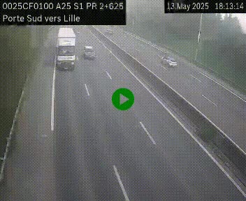 <h2>Webcam autoroute A25 sur le périphérique de Lille à hauteur de Lille-Sud et la sortie 3 Faches-Thumesnil. Vue orientée vers Lille-Centre.</h2>