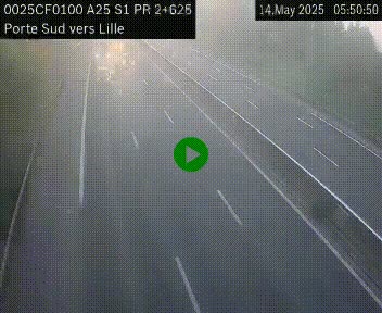 <h2>Webcam autoroute A25 sur le périphérique de Lille à hauteur de Lille-Sud et la sortie 3 Faches-Thumesnil. Vue orientée vers Lille-Centre.</h2>