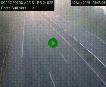 <h2>Webcam autoroute A25 sur le périphérique de Lille à hauteur de Lille-Sud et la sortie 3 Faches-Thumesnil. Vue orientée vers Lille-Centre.</h2>