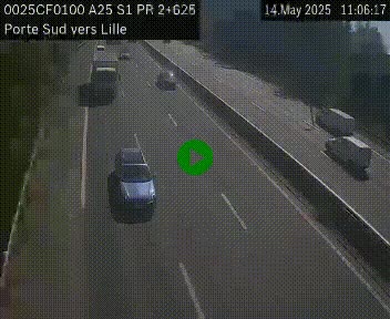 <h2>Webcam autoroute A25 sur le périphérique de Lille à hauteur de Lille-Sud et la sortie 3 Faches-Thumesnil. Vue orientée vers Lille-Centre.</h2>