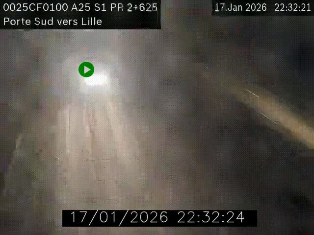 <h2>Webcam autoroute A25 sur le périphérique de Lille à hauteur de Lille-Sud et la sortie 3 Faches-Thumesnil. Vue orientée vers Lille-Centre.</h2>