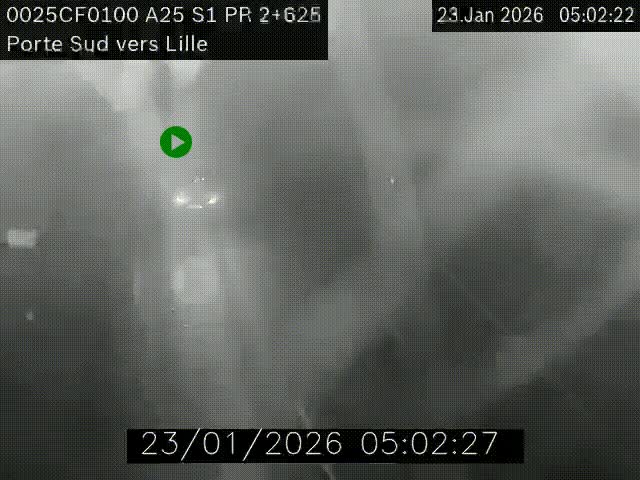 <h2>Webcam autoroute A25 sur le périphérique de Lille à hauteur de Lille-Sud et la sortie 3 Faches-Thumesnil. Vue orientée vers Lille-Centre.</h2>