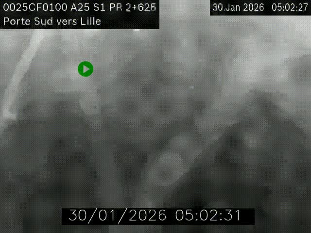 <h2>Webcam autoroute A25 sur le périphérique de Lille à hauteur de Lille-Sud et la sortie 3 Faches-Thumesnil. Vue orientée vers Lille-Centre.</h2>