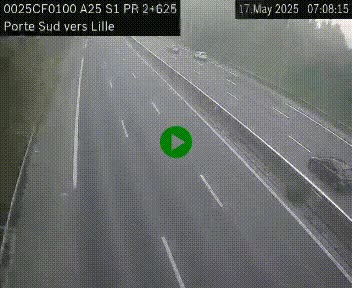 <h2>Webcam autoroute A25 sur le périphérique de Lille à hauteur de Lille-Sud et la sortie 3 Faches-Thumesnil. Vue orientée vers Lille-Centre.</h2>