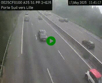 <h2>Webcam autoroute A25 sur le périphérique de Lille à hauteur de Lille-Sud et la sortie 3 Faches-Thumesnil. Vue orientée vers Lille-Centre.</h2>
