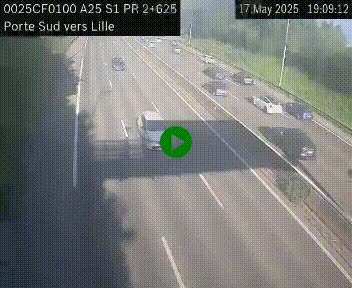 <h2>Webcam autoroute A25 sur le périphérique de Lille à hauteur de Lille-Sud et la sortie 3 Faches-Thumesnil. Vue orientée vers Lille-Centre.</h2>
