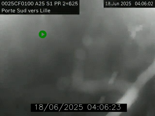 Webcam autoroute A25 sur le périphérique de Lille à hauteur de Lille-Sud et la sortie 3 Faches-Thumesnil. Vue orientée vers Lille-Centre.