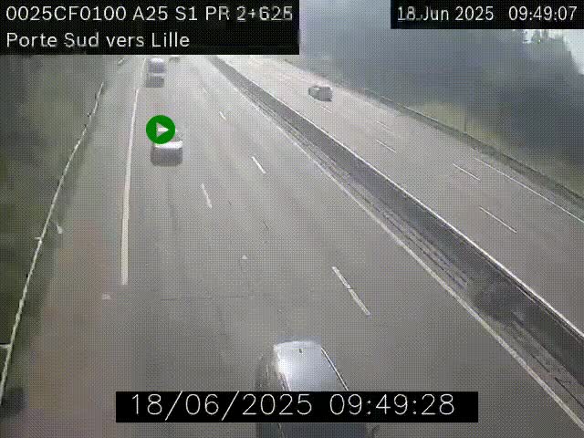 <h2>Webcam autoroute A25 sur le périphérique de Lille à hauteur de Lille-Sud et la sortie 3 Faches-Thumesnil. Vue orientée vers Lille-Centre.</h2>