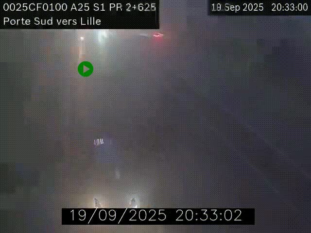 <h2>Webcam autoroute A25 sur le périphérique de Lille à hauteur de Lille-Sud et la sortie 3 Faches-Thumesnil. Vue orientée vers Lille-Centre.</h2>