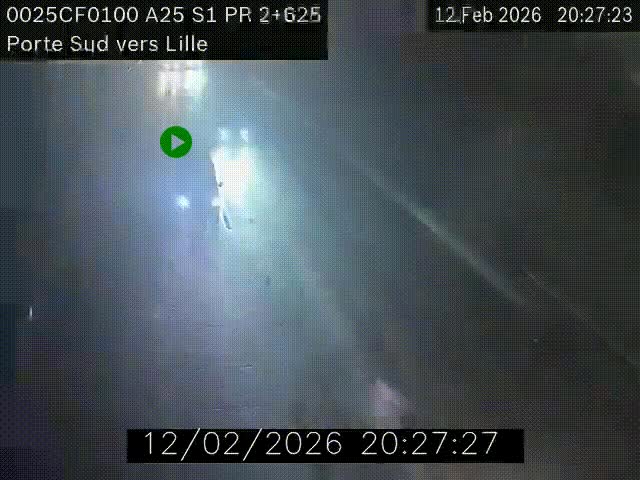 <h2>Webcam autoroute A25 sur le périphérique de Lille à hauteur de Lille-Sud et la sortie 3 Faches-Thumesnil. Vue orientée vers Lille-Centre.</h2>