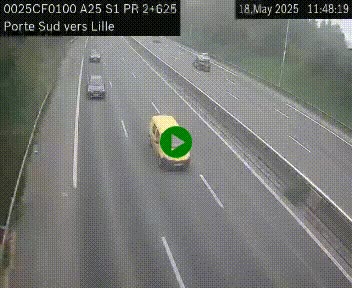 <h2>Webcam autoroute A25 sur le périphérique de Lille à hauteur de Lille-Sud et la sortie 3 Faches-Thumesnil. Vue orientée vers Lille-Centre.</h2>