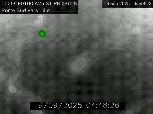 Webcam autoroute A25 sur le périphérique de Lille à hauteur de Lille-Sud et la sortie 3 Faches-Thumesnil. Vue orientée vers Lille-Centre.