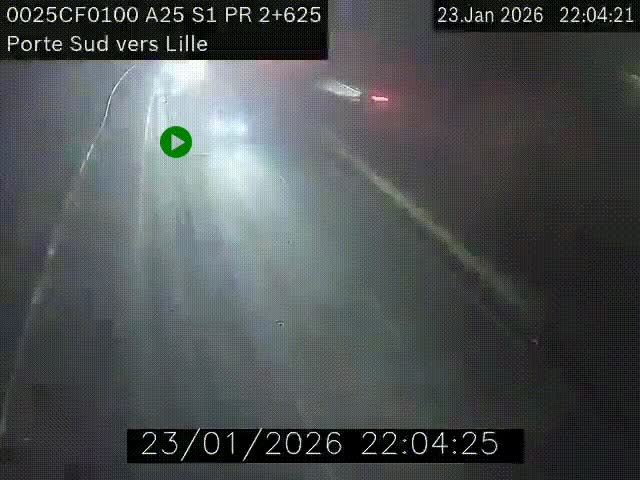 <h2>Webcam autoroute A25 sur le périphérique de Lille à hauteur de Lille-Sud et la sortie 3 Faches-Thumesnil. Vue orientée vers Lille-Centre.</h2>