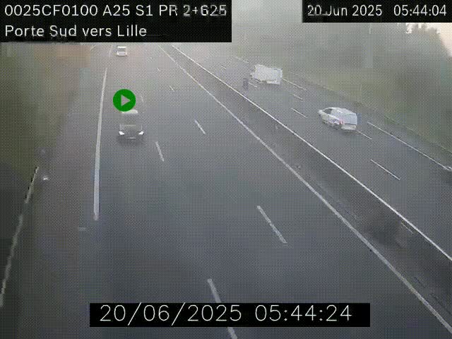 <h2>Webcam autoroute A25 sur le périphérique de Lille à hauteur de Lille-Sud et la sortie 3 Faches-Thumesnil. Vue orientée vers Lille-Centre.</h2>