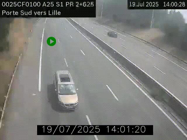 <h2>Webcam autoroute A25 sur le périphérique de Lille à hauteur de Lille-Sud et la sortie 3 Faches-Thumesnil. Vue orientée vers Lille-Centre.</h2>