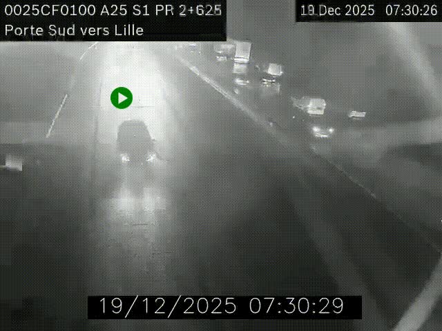 <h2>Webcam autoroute A25 sur le périphérique de Lille à hauteur de Lille-Sud et la sortie 3 Faches-Thumesnil. Vue orientée vers Lille-Centre.</h2>