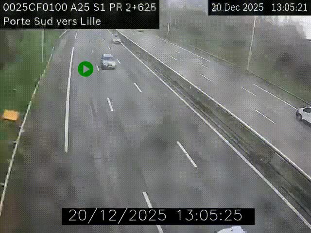 <h2>Webcam autoroute A25 sur le périphérique de Lille à hauteur de Lille-Sud et la sortie 3 Faches-Thumesnil. Vue orientée vers Lille-Centre.</h2>