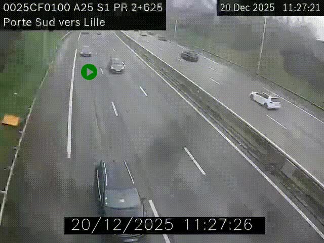 <h2>Webcam autoroute A25 sur le périphérique de Lille à hauteur de Lille-Sud et la sortie 3 Faches-Thumesnil. Vue orientée vers Lille-Centre.</h2>
