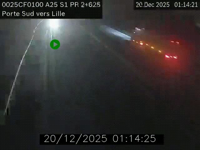 <h2>Webcam autoroute A25 sur le périphérique de Lille à hauteur de Lille-Sud et la sortie 3 Faches-Thumesnil. Vue orientée vers Lille-Centre.</h2>