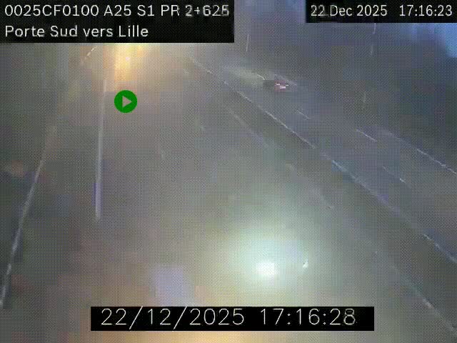 <h2>Webcam autoroute A25 sur le périphérique de Lille à hauteur de Lille-Sud et la sortie 3 Faches-Thumesnil. Vue orientée vers Lille-Centre.</h2>