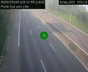 <h2>Webcam autoroute A25 sur le périphérique de Lille à hauteur de Lille-Sud et la sortie 3 Faches-Thumesnil. Vue orientée vers Lille-Centre.</h2>