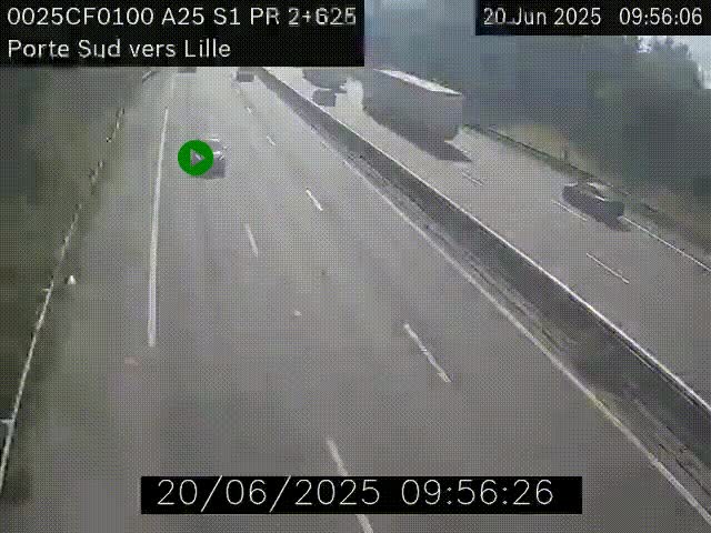 <h2>Webcam autoroute A25 sur le périphérique de Lille à hauteur de Lille-Sud et la sortie 3 Faches-Thumesnil. Vue orientée vers Lille-Centre.</h2>