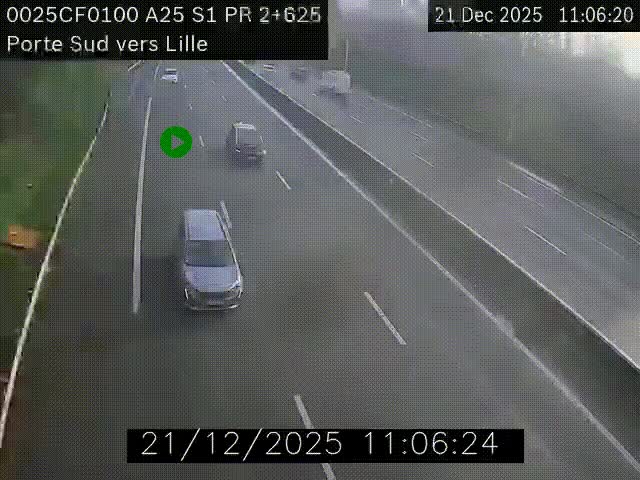 <h2>Webcam autoroute A25 sur le périphérique de Lille à hauteur de Lille-Sud et la sortie 3 Faches-Thumesnil. Vue orientée vers Lille-Centre.</h2>