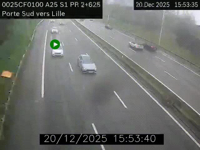 <h2>Webcam autoroute A25 sur le périphérique de Lille à hauteur de Lille-Sud et la sortie 3 Faches-Thumesnil. Vue orientée vers Lille-Centre.</h2>