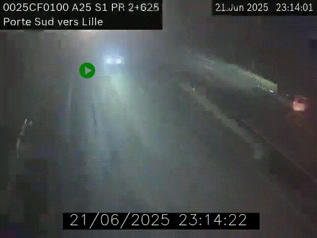 <h2>Webcam autoroute A25 sur le périphérique de Lille à hauteur de Lille-Sud et la sortie 3 Faches-Thumesnil. Vue orientée vers Lille-Centre.</h2>